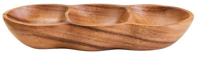 Orsina Kora Acacia Wood 3-Section Antipasti Dish | Modern Serving Tray