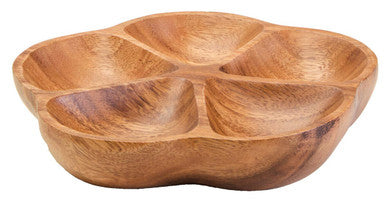 Orsina Kora Acacia Wood Flower Serving Dish | 5-Section Snack Platter
