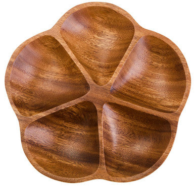 Orsina Kora Acacia Wood Flower Serving Dish | 5-Section Snack Platter