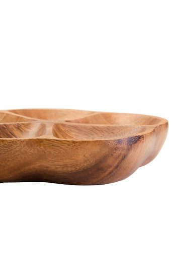 Orsina Kora Acacia Wood Flower Serving Dish | 5-Section Snack Platter