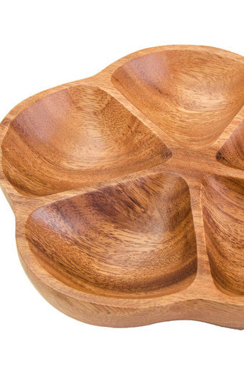 Orsina Kora Acacia Wood Flower Serving Dish | 5-Section Snack Platter