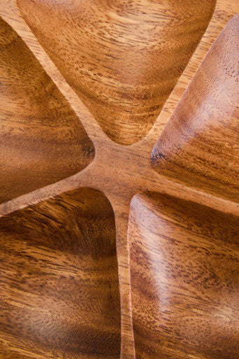 Orsina Kora Acacia Wood Flower Serving Dish | 5-Section Snack Platter