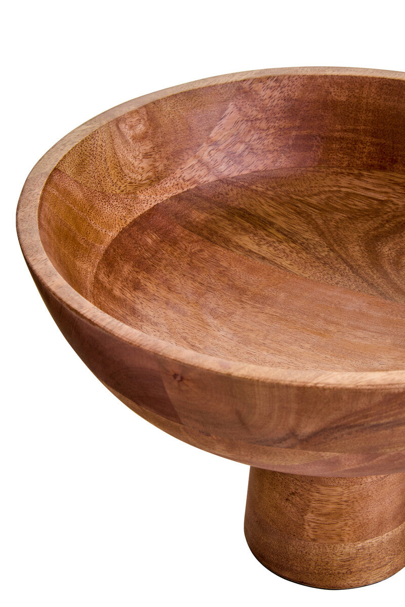 Orsina Kara Mango Wood Pedestal Fruit Bowl – Luxury Serving Centerpiece