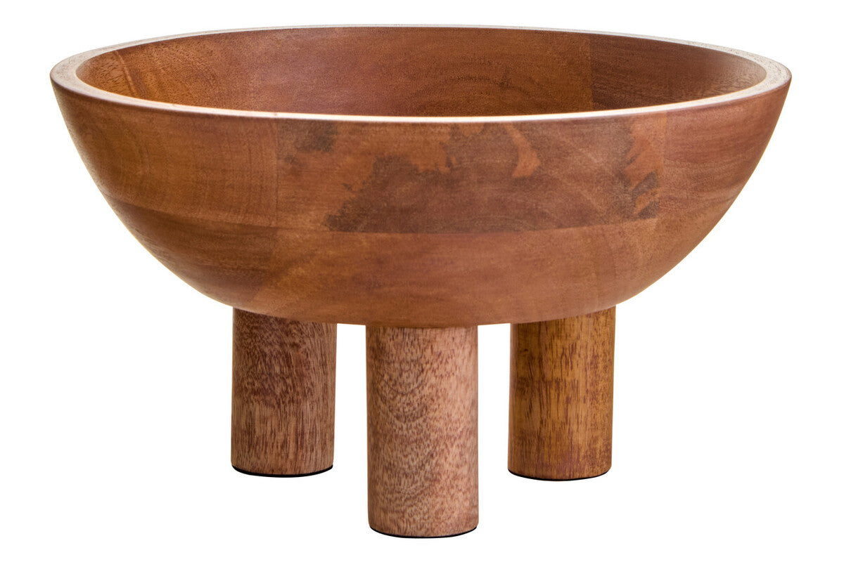 Orsina Kara Mango Wood Footed Fruit Bowl – Elevated Serving Bowl