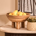 Orsina Kara Mango Wood Footed Fruit Bowl – Elevated Serving Bowl