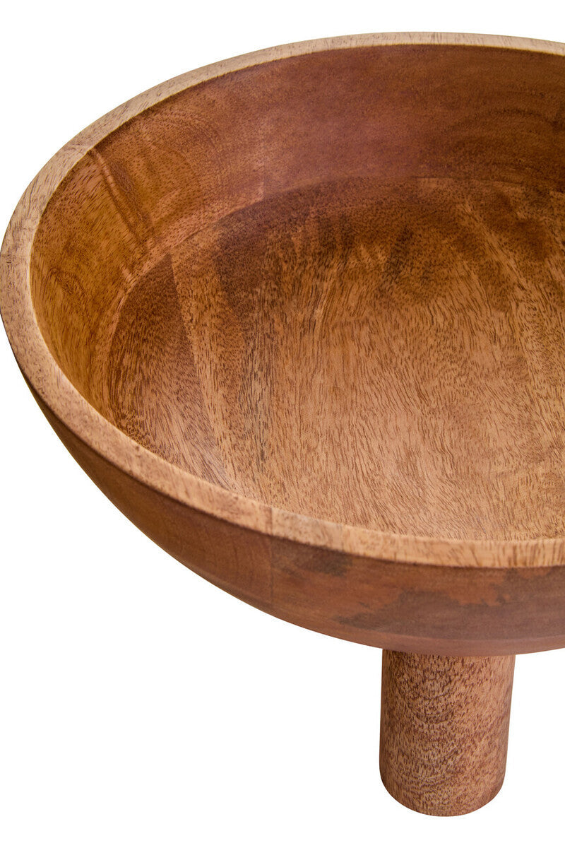 Orsina Kara Mango Wood Footed Fruit Bowl – Elevated Serving Bowl