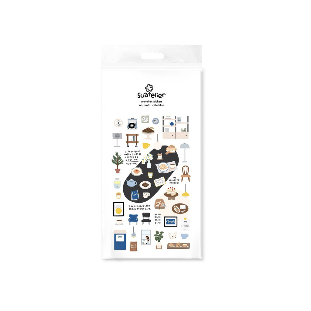 Suatelier Cafe Blue Decorative Stickers for Journaling and Scrapbooking