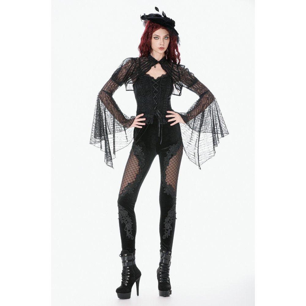 Dark in Love Elara Gothic Black Lace Shoulder Cape – Victorian Style