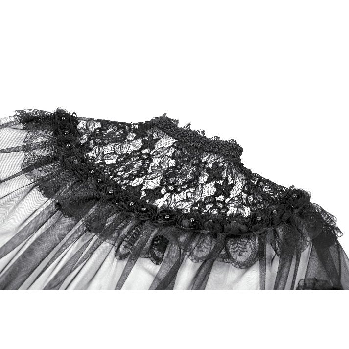 Dark in Love Morwenna Gothic Black Lace Ruffle Capelet with High Collar