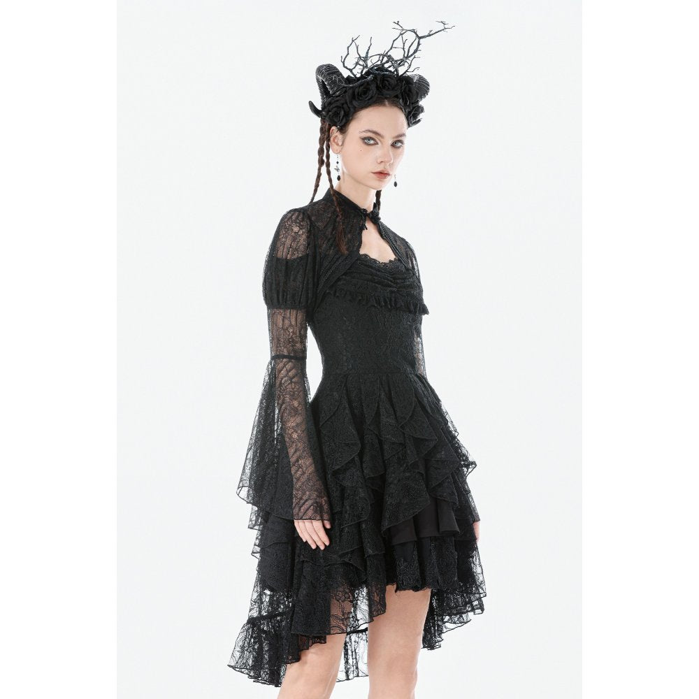 Dark in Love Elara Gothic Black Lace Shoulder Cape – Victorian Style