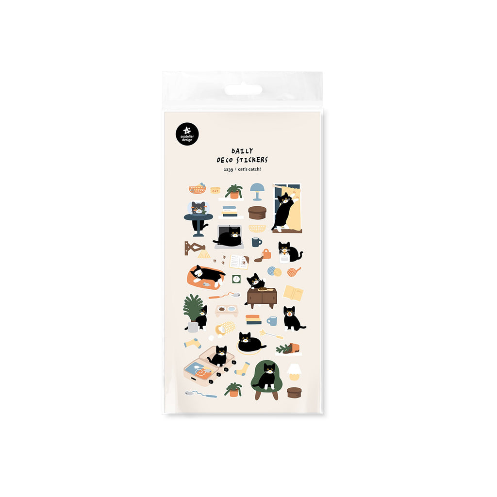Suatelier Cat's Catch Decorative Stickers – Cute Cat Stationery Decals