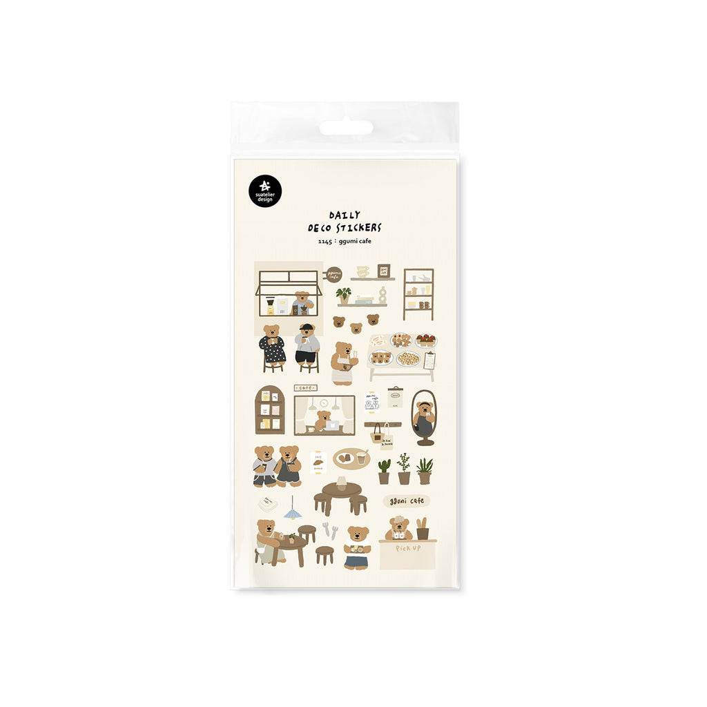 Suatelier Ggumi Cafe Decorative Sticker Sheet for Journaling - 10x19cm
