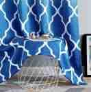 Beauoop Blue Ombre Blackout Curtains – Moroccan Geometric 90 Inch Drop