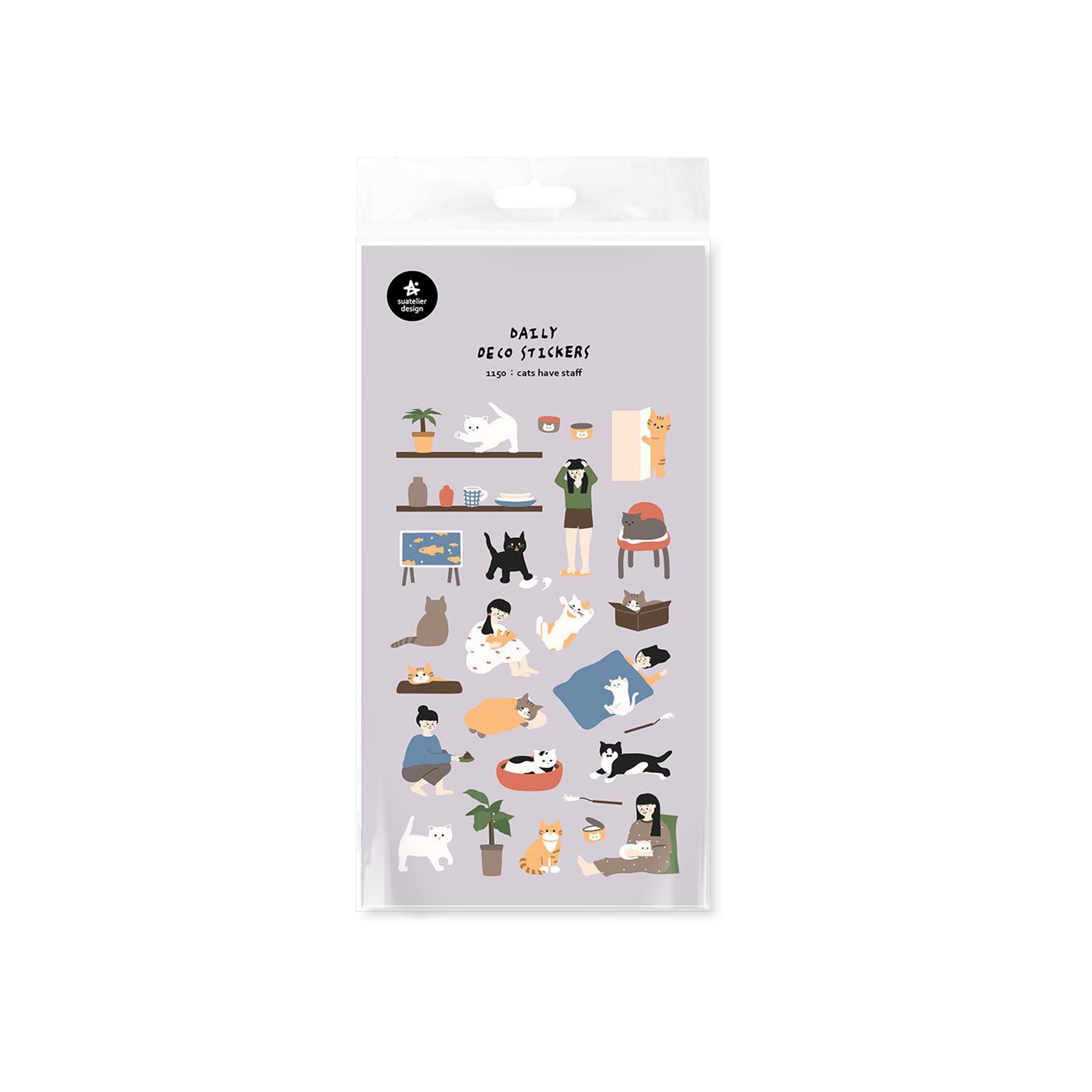 Suatelier Cute Cat Stickers – Decorative Adhesive Sheets for Journaling