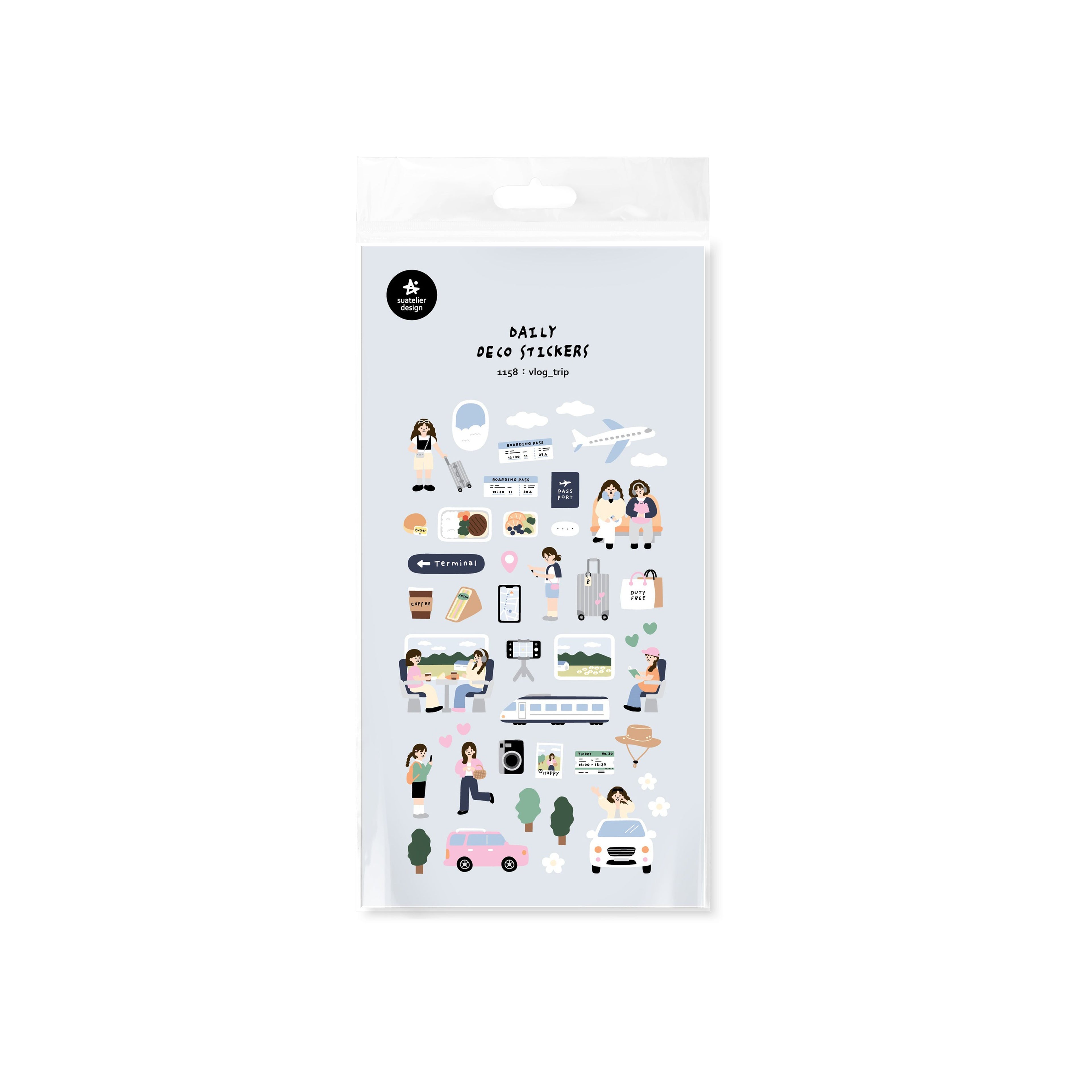 Suatelier Vlog Trip Travel Sticker Sheet for Journaling and Scrapbooks