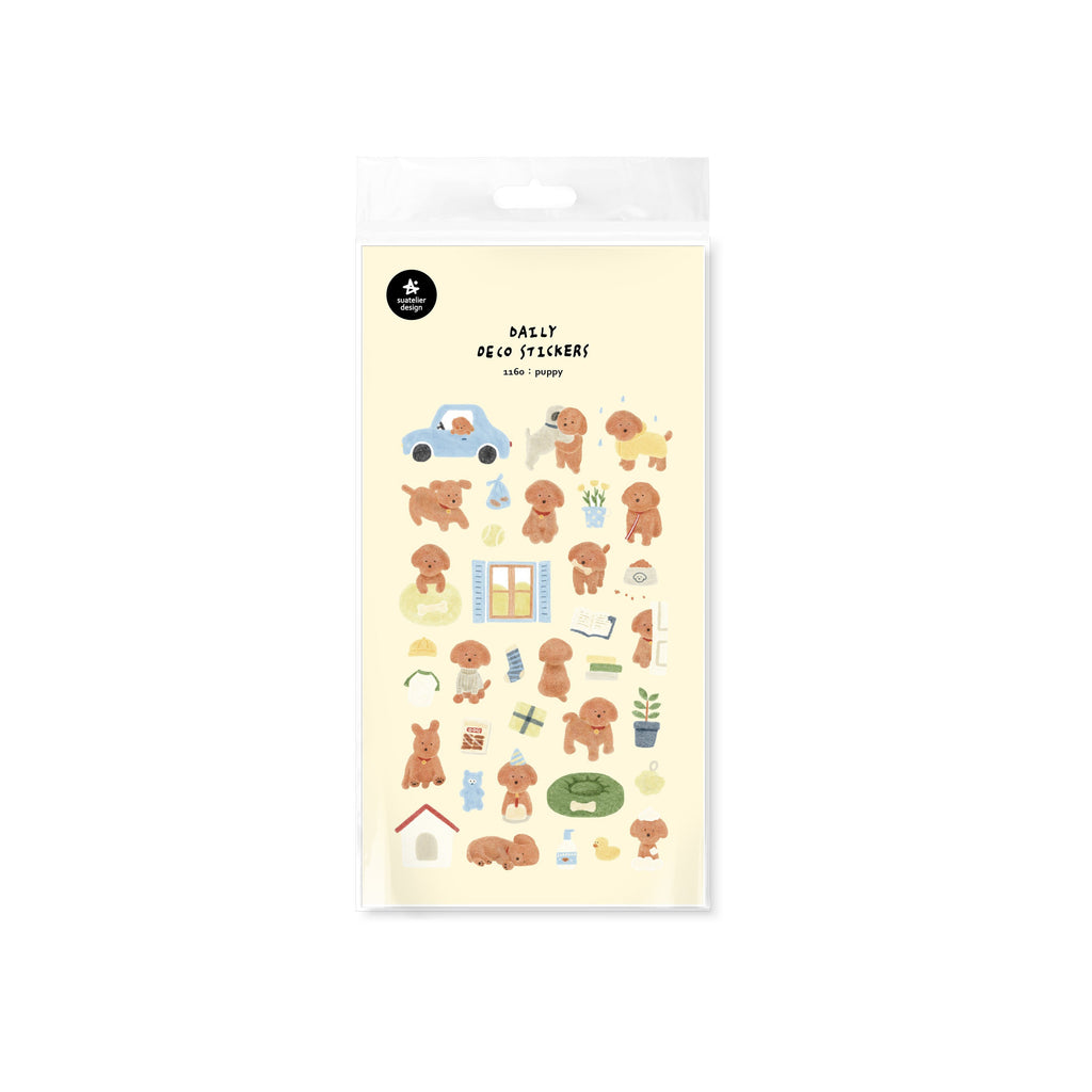 Puppy Stickers by Suatelier – Cute Decorative Adhesive Decal Sheet