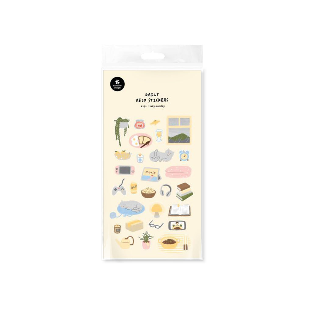 Suatelier Lazy Sunday Decorative Sticker Sheet for Journaling - 1pc