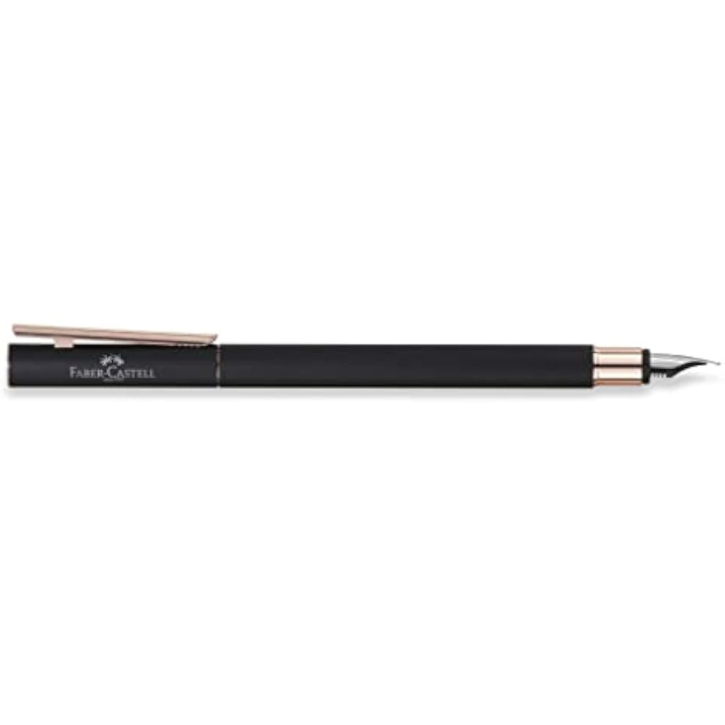 Faber-Castell Neo Slim Fountain Pen – Black & Rose Gold Metal, Fine Nib