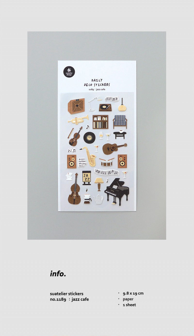 Suatelier Jazz Cafe Decorative Stickers for Journaling by LuLuFun Studio