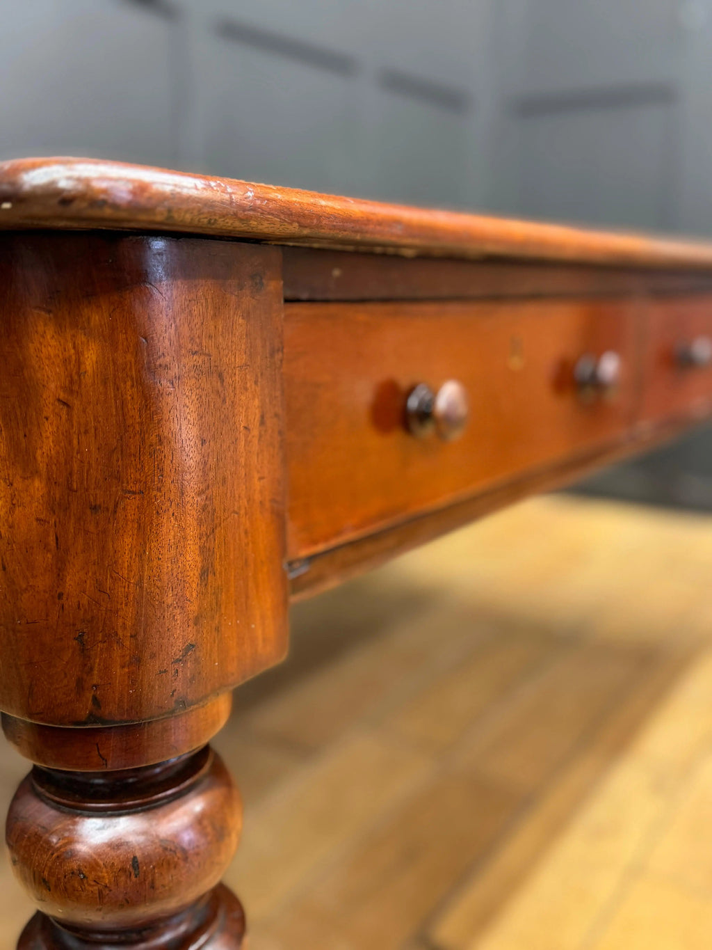 Antique Victorian Mahogany Library Table Desk Kitchen Dining Table With Drawers