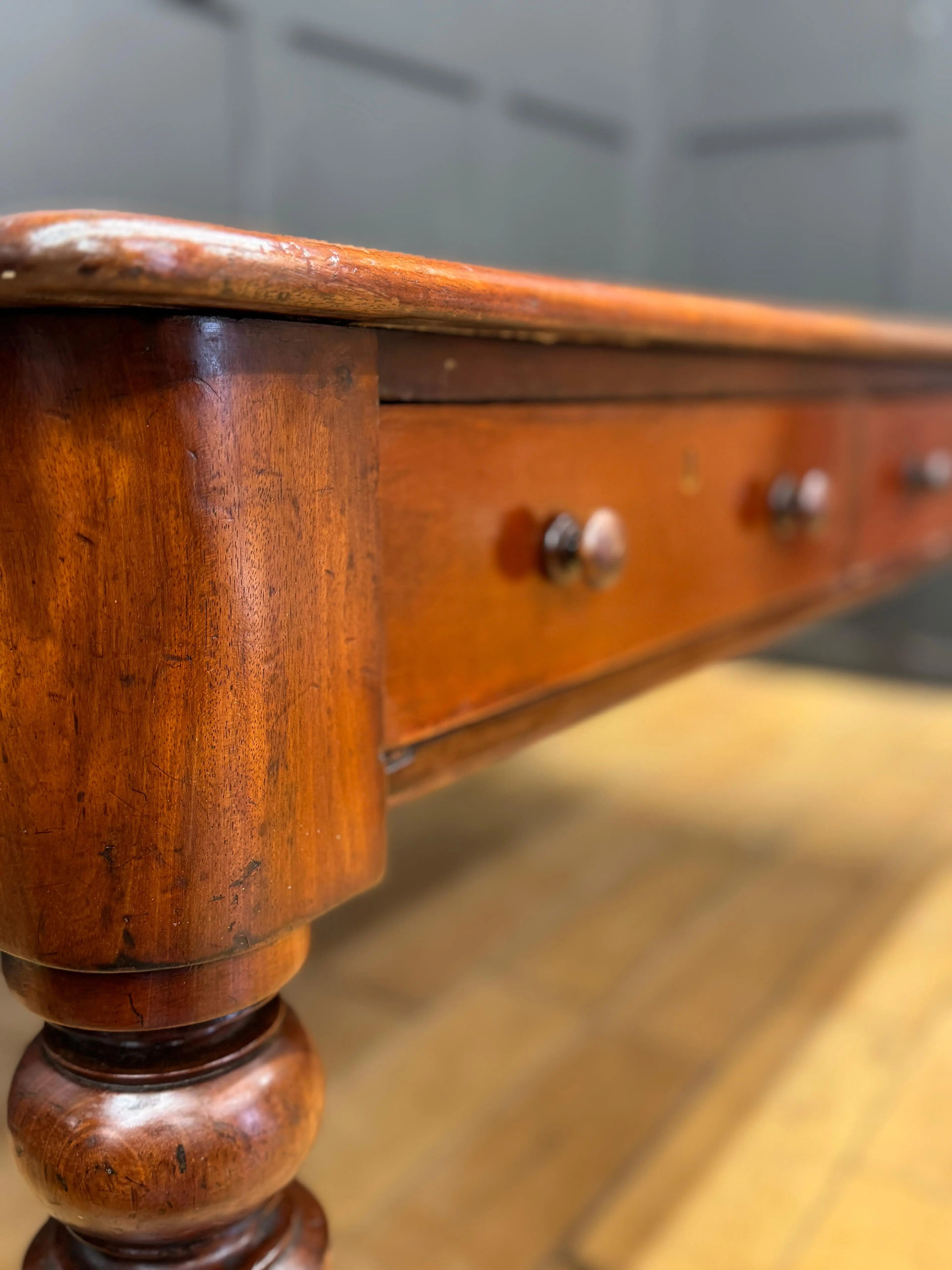 Antique Victorian Mahogany Library Table Desk Kitchen Dining Table With Drawers