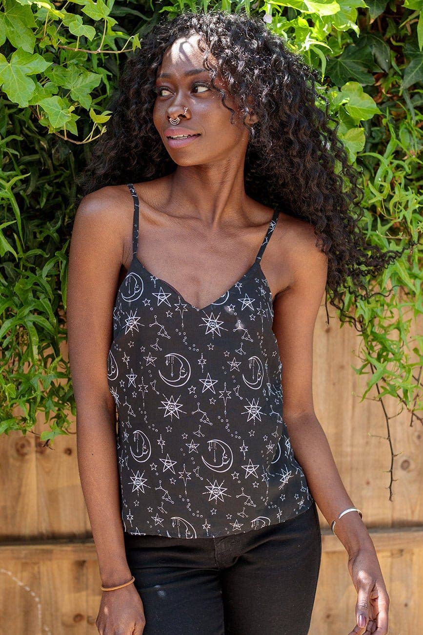 Kate's Clothing Moonprint Chiffon Cami – Strappy Alternative Vest Top