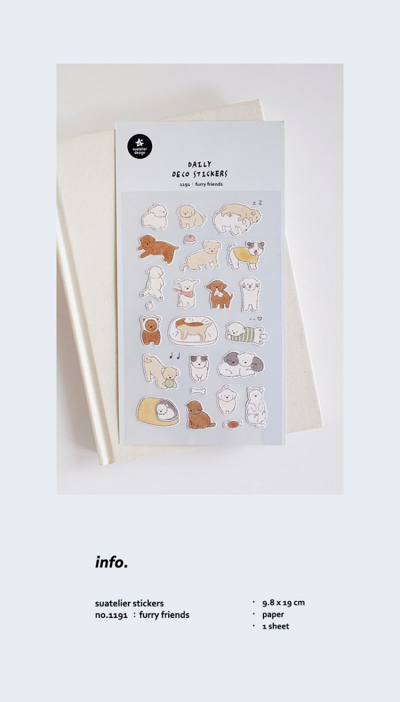 Suatelier Furry Friends Animal Stickers for Journaling and Scrapbooking