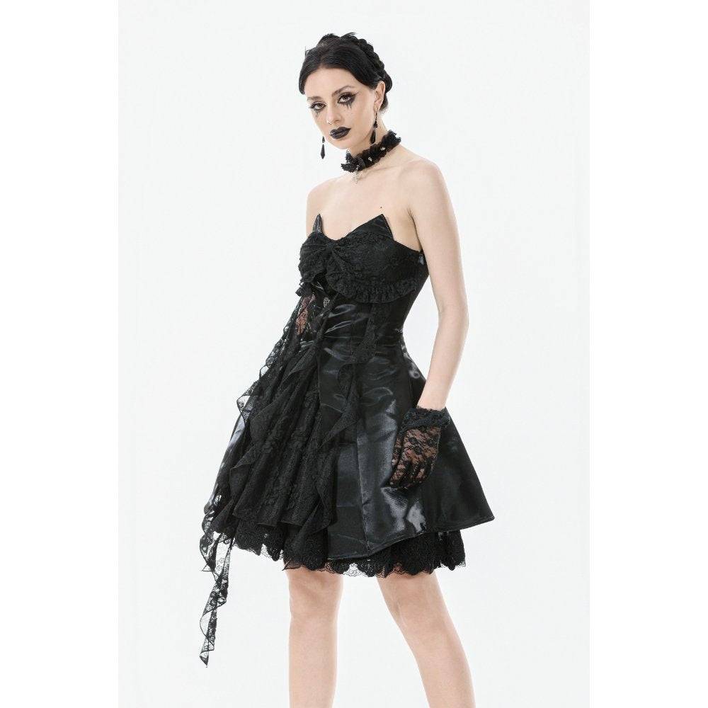 Dark in Love Sabine Gothic Layered Mini Dress | Lace Sweetheart Style