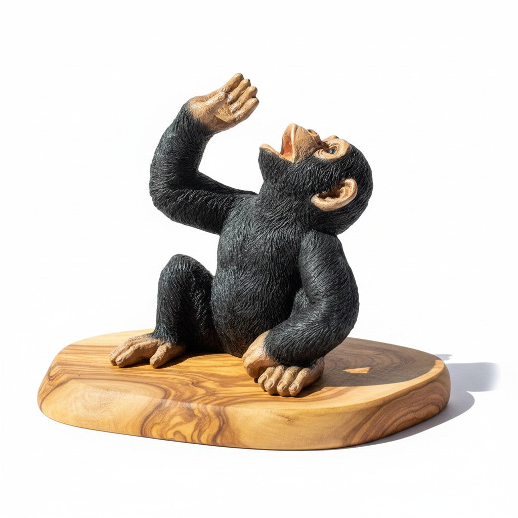 Monkey Bottle Holder Olive Wood Base