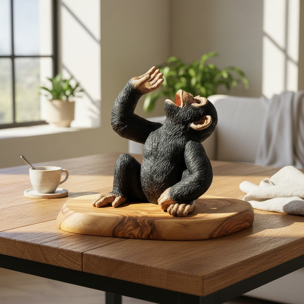 Monkey Bottle Holder Olive Wood Base