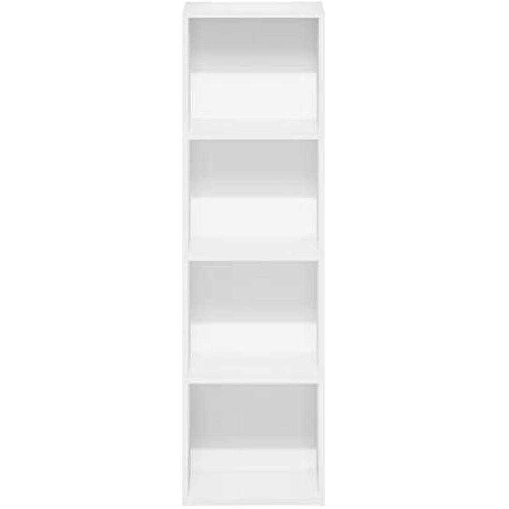 Furinno Pasir 4-Tier Open Shelf Bookcase | White Wood Storage Shelf