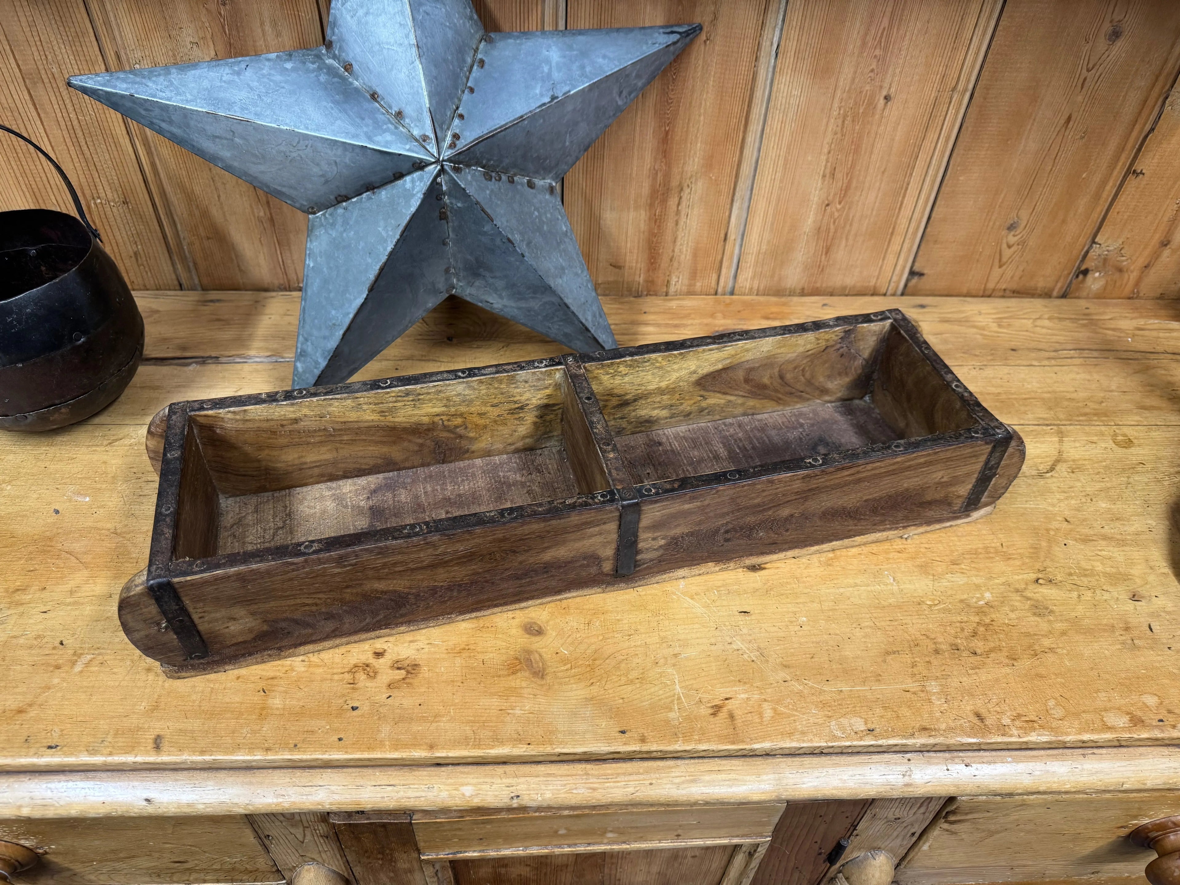 Rustic Wooden Double Brick Mould Planter & Storage Tray | Vintage Decor