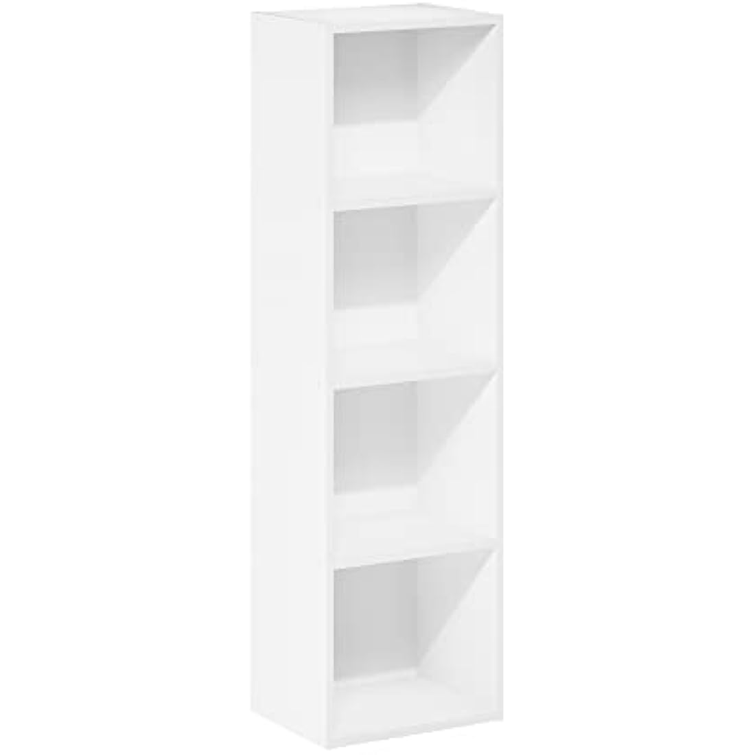 Furinno Pasir 4-Tier Open Shelf Bookcase | White Wood Storage Shelf
