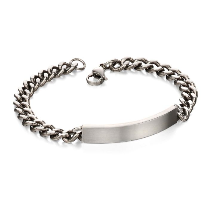 Fred Bennett Brushed Stainless Steel ID Bar Bracelet - 22.5cm
