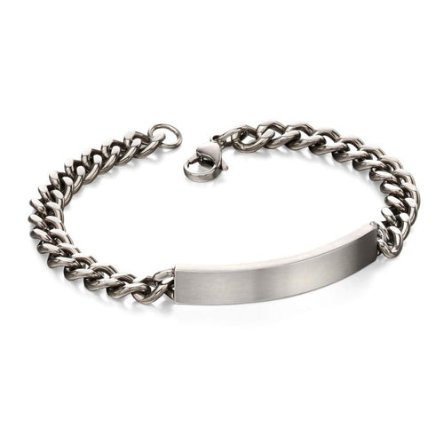 Fred Bennett Brushed Stainless Steel ID Bar Bracelet - 22.5cm