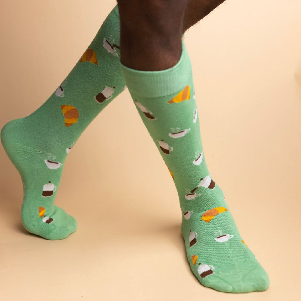 Swole Panda Coffee and Croissant Bamboo Socks – Soft Novelty Socks