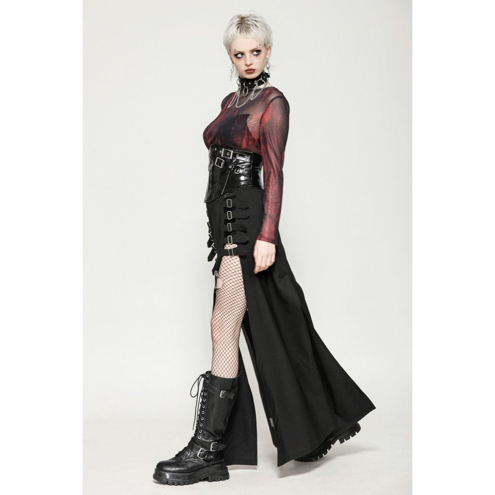 Dark in Lia Punk Love Black Patent Leather Waist Corset with Metal