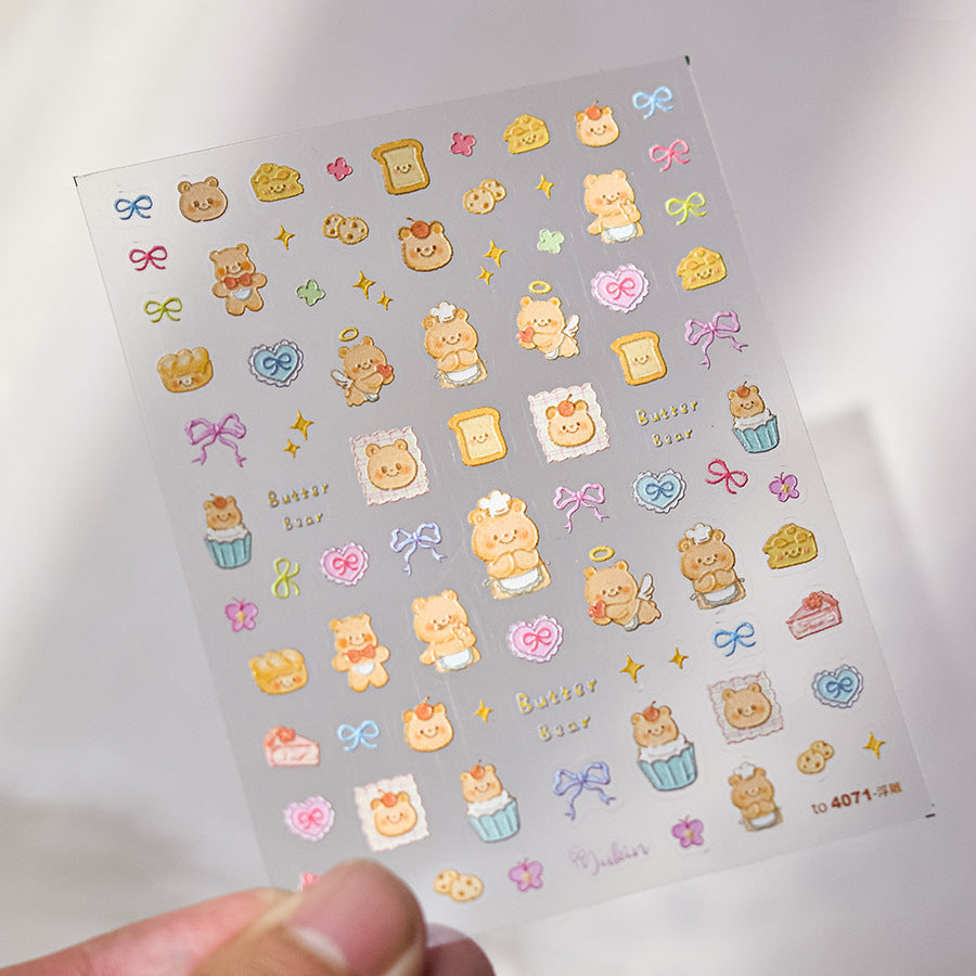 LuLuFun Studio Butter Bear 5D Nail Deco Sticker - DIY Nail Art Decals