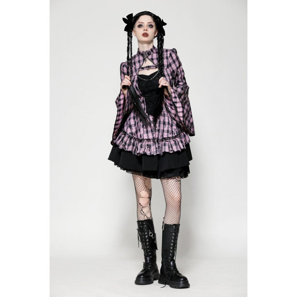 Dark in Love Ellery Pink Butterfly Dress with Bell Sleeves