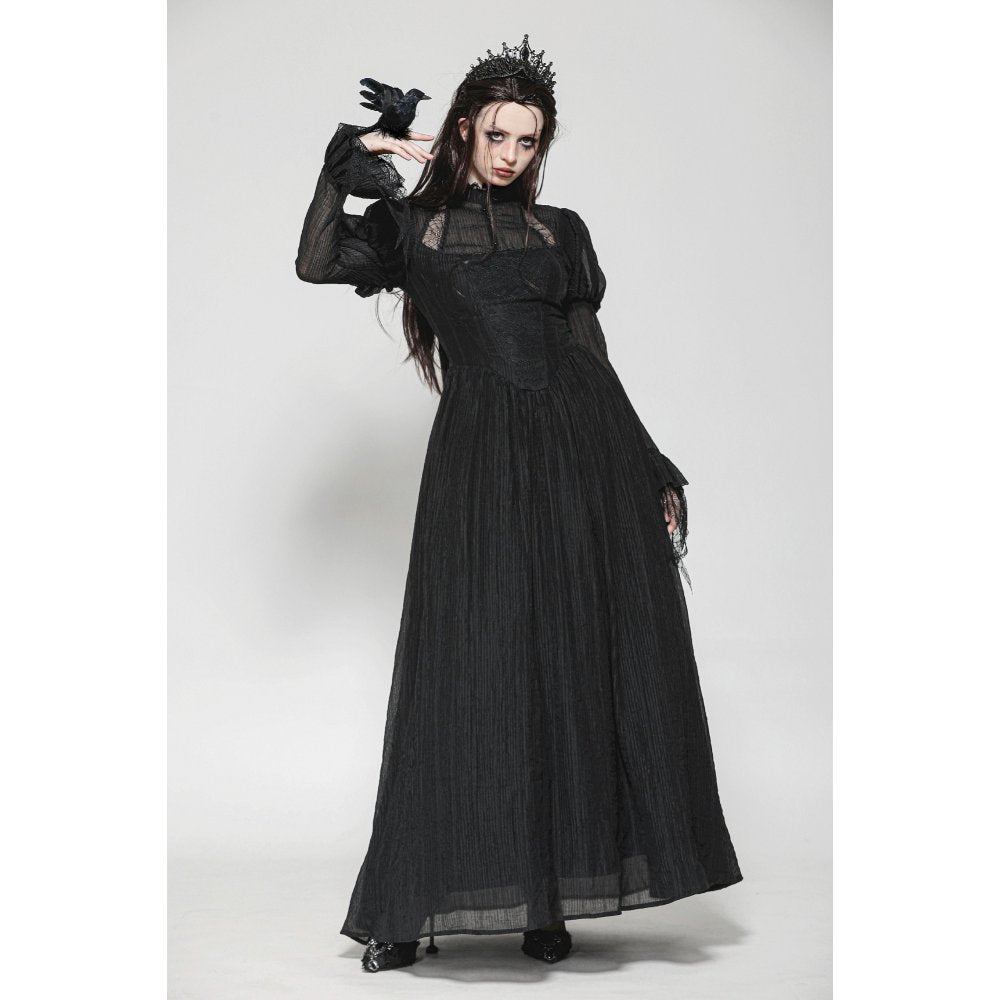 Dark in Love Harlow Gothic Lace Maxi Dress – Victorian Enchantress Style