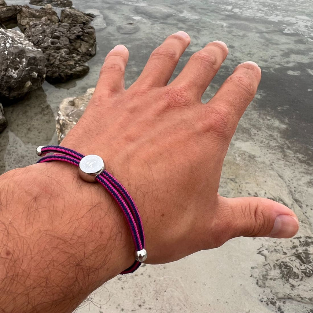 Swole Panda Rich Pink Stripe Rope Bracelet – Recycled Ocean Plastic