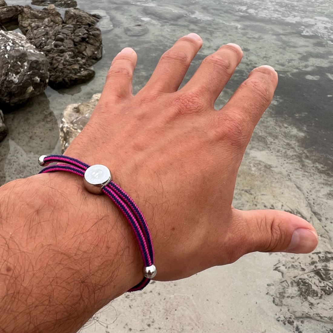 Swole Panda Rich Pink Stripe Rope Bracelet – Recycled Ocean Plastic