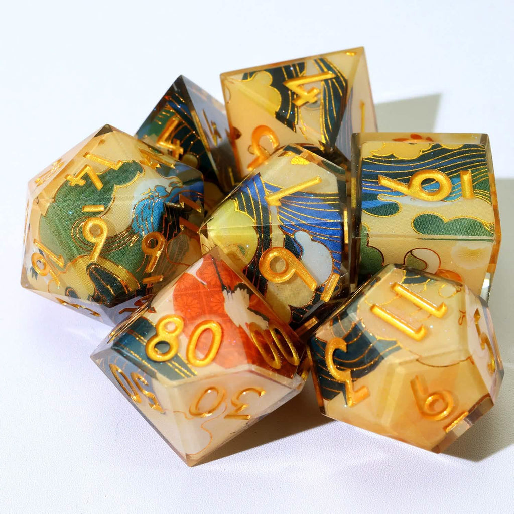 Whispering Glade | Sharp Edge Dice | Resin | 7 Piece Set