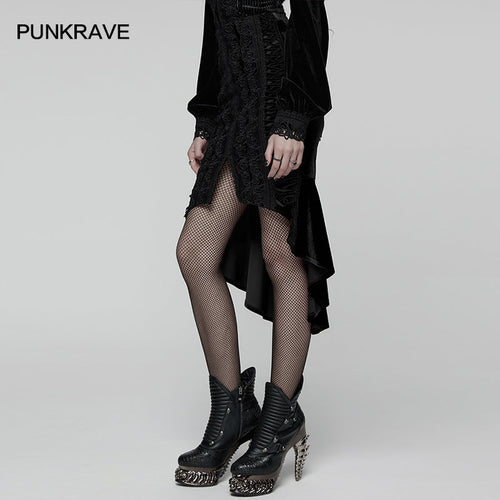 Punk Rave Belladonna Goth Rose Fishtail Skirt – Lace High Waist