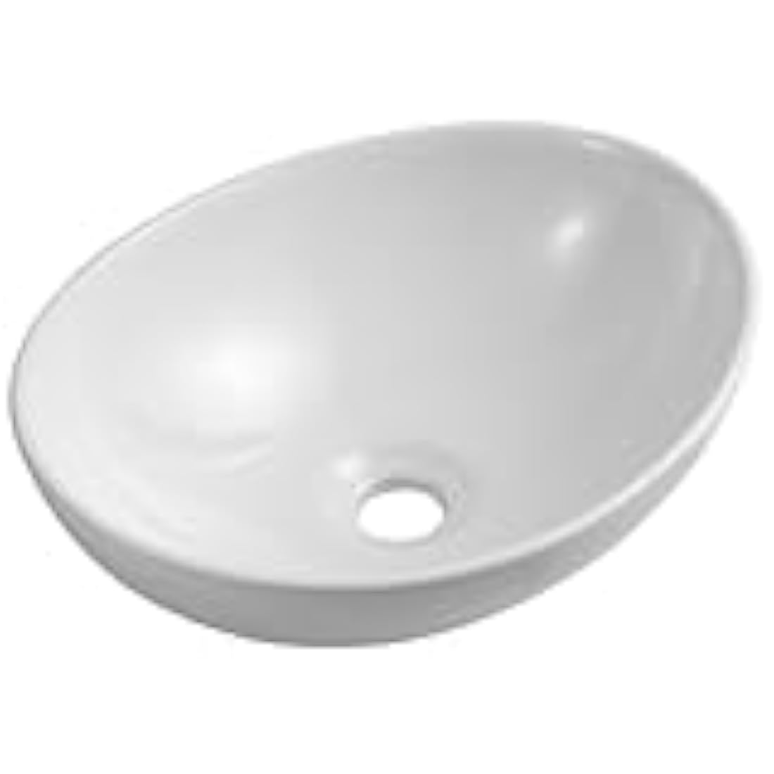 Oval Countertop Basin – Modern White Vitreous China Sink