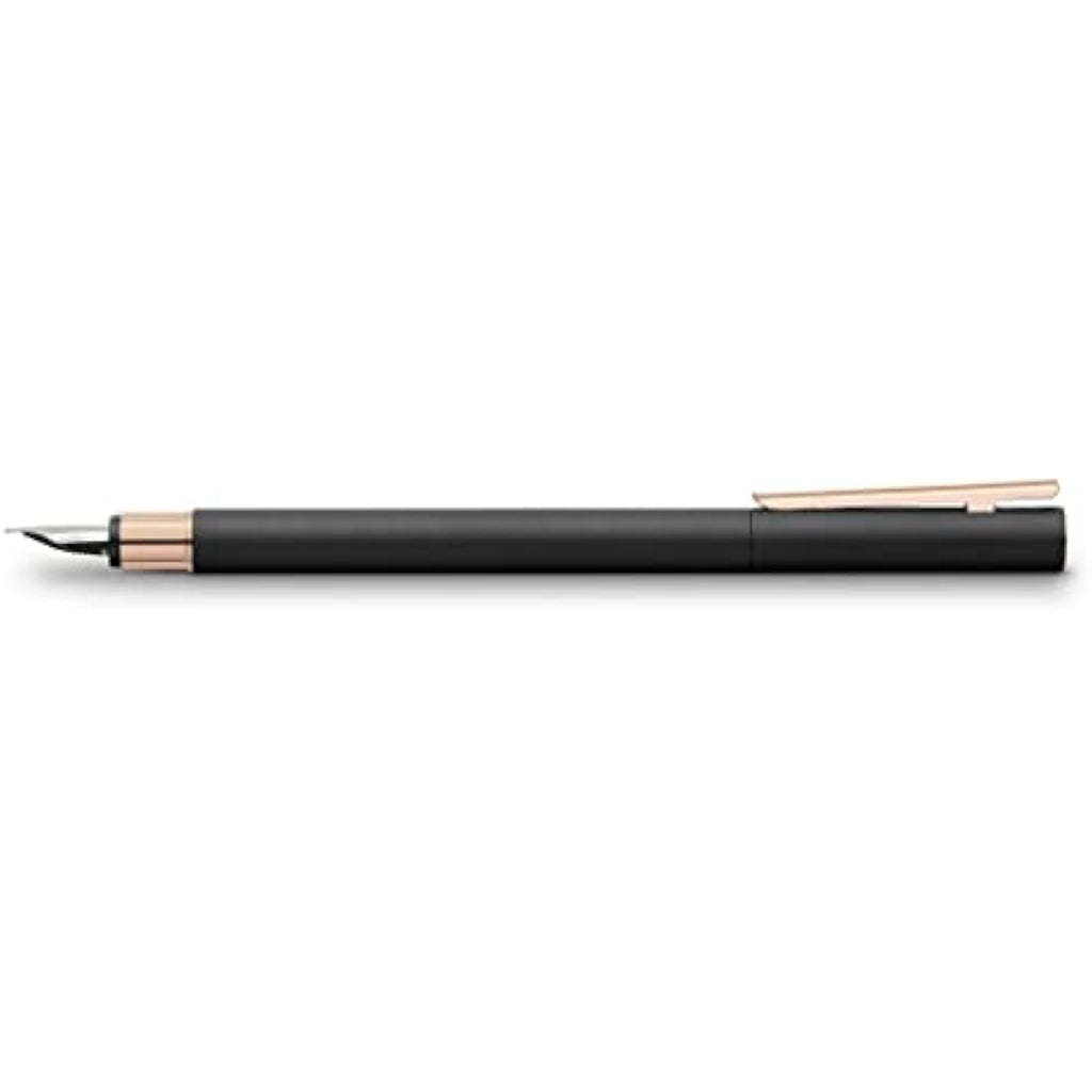 Faber-Castell Neo Slim Fountain Pen – Black & Rose Gold Metal, Fine Nib