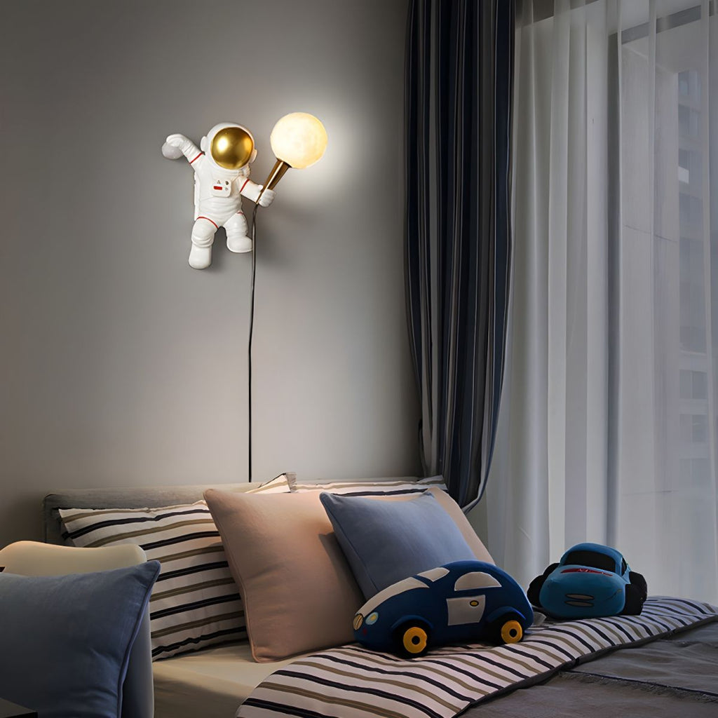 Light My House Astronaut LED Wall Light | Plug-In Moon Globe Lamp
