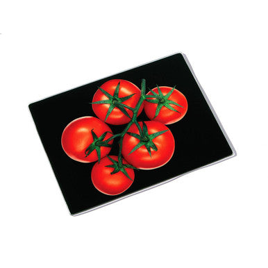 Orsina Picar Tomato Design Glass Chopping Board – Toughened Black Glass