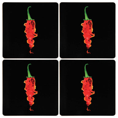 Orsina Flaming Chilli Cork Placemats | Set of 4 Heat Resistant Mats