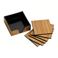 Orsina Mareel Wood Veneer Coasters – Set of 6 with Holder for Tables